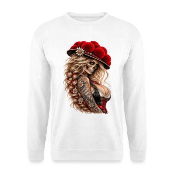 Wild Skull Queen – Schwarzwald Rebellin - Unisex Pullover - Weiß - Vorne - Alina (178cm) & Michal (187cm)