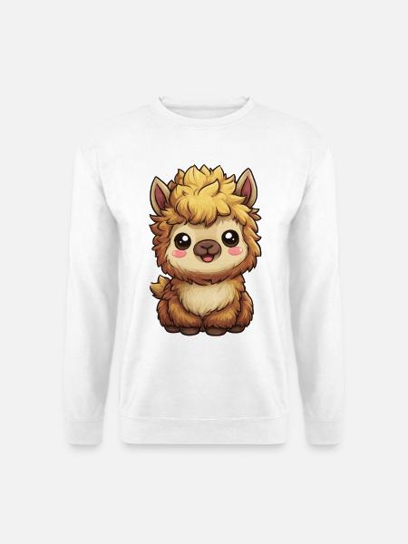 Kuschelige Alpaka-Karikatur - Unisex Pullover - Weiß