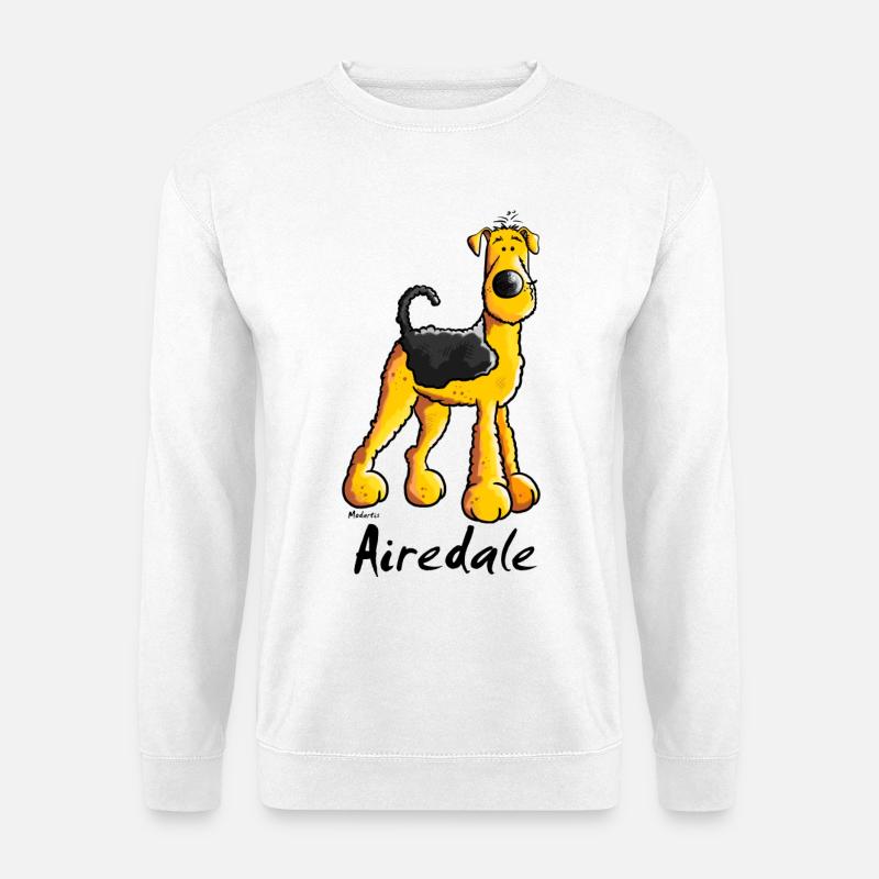 Fröhlicher Airedale Terrier - Unisex Pullover - Weiß