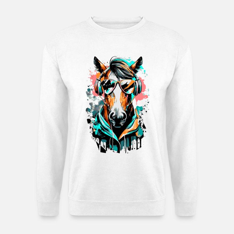 Pferd - Reitsport - Galopp Pferderasse Farbenfroh - Unisex Pullover - Weiß