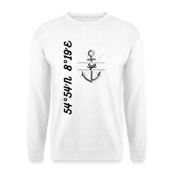 Koordinaten Motiv Sylt - Unisex Pullover - Weiß - Vorne