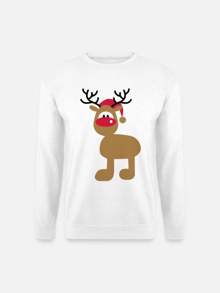 Moose with Christmas hat - Unisex Sweatshirt - white