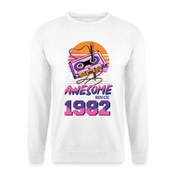 Retro Kassette 1982 Neon Design - Unisex Pullover - Weiß - Vorne