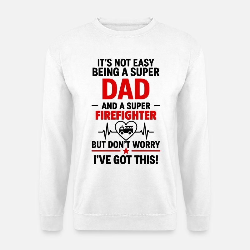 Heart + Fire Brigade – Super Dad Firefighter - Unisex Sweatshirt - white