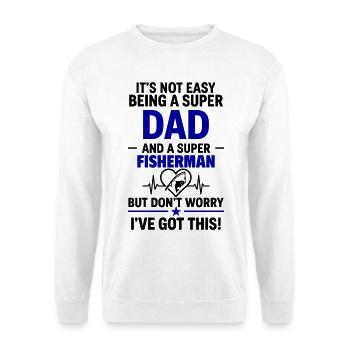Heart + Fishing – Super Papa Angler - Unisex Sweatshirt - white - Front