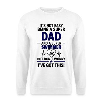 Herz + Schwimmen – Super Papa Schwimmer - Unisex Pullover - Weiß - Vorne