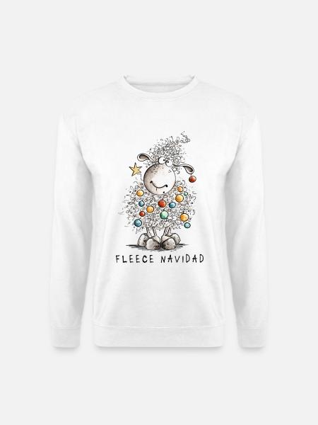 Fleece Navidad Weihnachtsschaf Cartoon Schaf - Unisex Pullover - Weiß