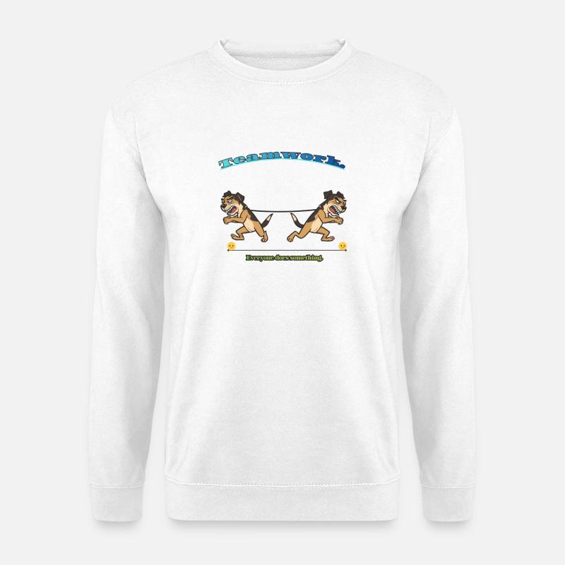 Teamwork-Zerrspiel: Zwillings-Hunde-Anstrengung - Unisex Pullover - Weiß