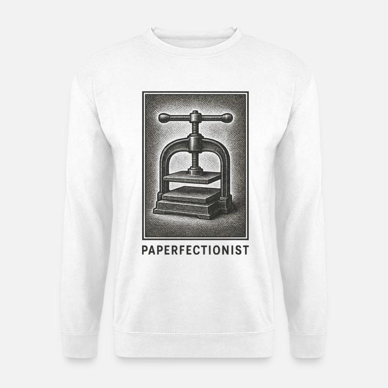 Papier-Perfektionist | Buchbinden, Buchpresse - Unisex Pullover - Weiß