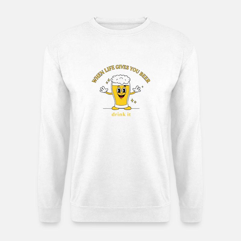 Devise de la bière Devise Cartoon - Sweat-shirt Unisexe - blanc