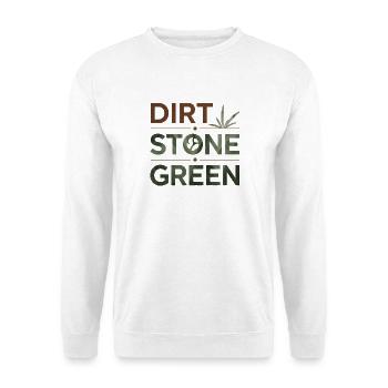 Dirt Stone Green – Landschaftsbau & Gartenbau Desi - Unisex Pullover - Weiß - Vorne - Alina (178cm) & Michal (187cm)