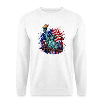 Freiheitsfunken USA Skyline - Unisex Pullover - Weiß - Vorne - Alina (178cm) & Michal (187cm)