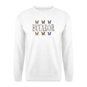 Mehrfarbige Gleichheit mit Schmetterlingen - Unisex Pullover - Weiß - Vorne - Alina (178cm) & Michal (187cm)