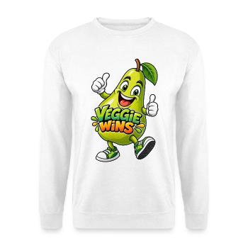 Veggie Wins Birne - Unisex Pullover - Weiß - Vorne - Alina (178cm) & Michal (187cm)