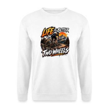 Das Leben auf zwei Rädern ist besser – Radfahren - Unisex Pullover - Weiß - Vorne - Alina (178cm) & Michal (187cm)