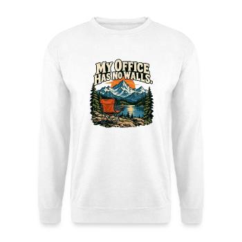 My Office Has No Walls – Outdoor-Motiv - Unisex Pullover - Weiß - Vorne - Alina (178cm) & Michal (187cm)