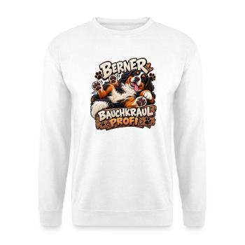 Berner Bauchkraulprofi - Unisex Pullover - Weiß - Vorne - Alina (178cm) & Michal (187cm)