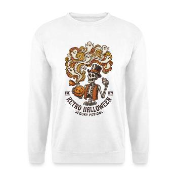 Retro Halloween Skelett-Gruseltränke - Unisex Pullover - Weiß - Vorne - Alina (178cm) & Michal (187cm)