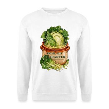 Kohl mit Charakter - Fermentation Design - Unisex Pullover - Weiß - Vorne - Alina (178cm) & Michal (187cm)