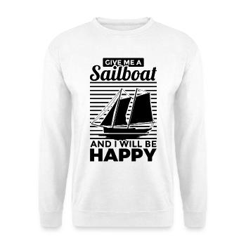 Donnez-moi un voilier, je serai heureux - Sweat-shirt Unisexe - blanc - Devant