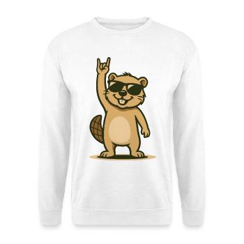 Rockiger Biberbaby-Vibe - Unisex Pullover - Weiß - Vorne