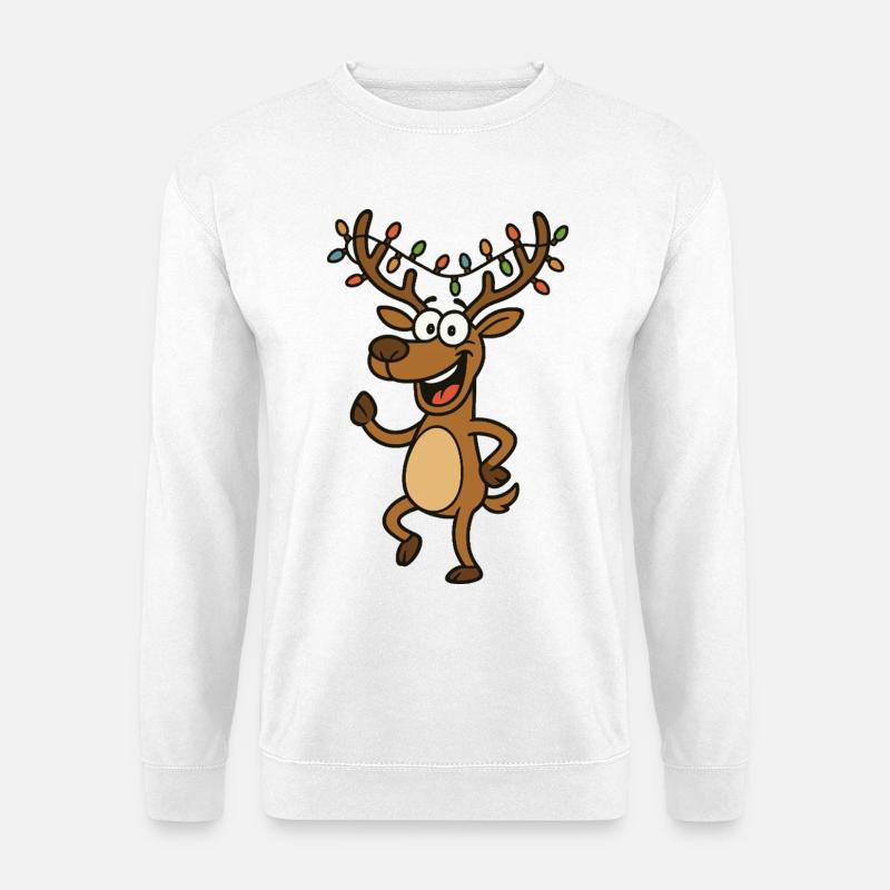 Fröhliches Rentier Weihnachtsmotiv - Unisex Pullover - Weiß