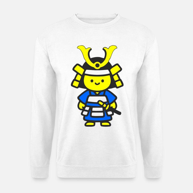 Kawaii Samurai in Blau - Unisex Pullover - Weiß