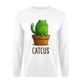 Catcus – Kaktuskatze mit Attitude - Unisex Pullover - Weiß - Vorne