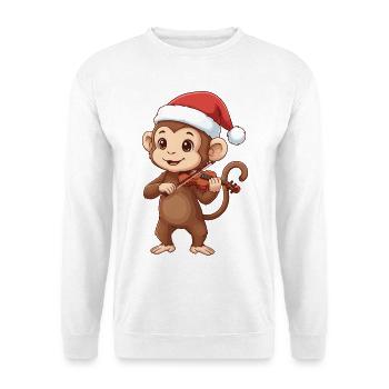 Le singe de Noël jouant de l’art du violon - Sweat-shirt Unisexe - blanc - Devant