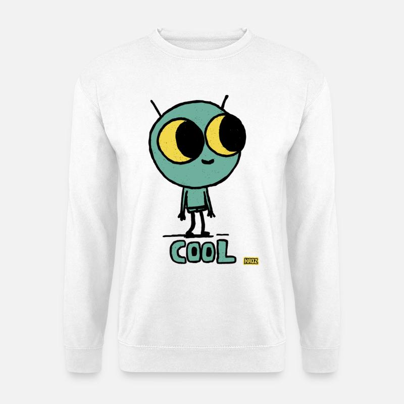 Cosmic Cute Alien with Big Eyes - Unisex Sweatshirt - white