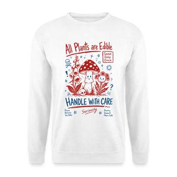 Stadtgärtnern Alle Pflanzen sind essbar - Unisex Pullover - Weiß - Vorne - Alina (178cm) & Michal (187cm)