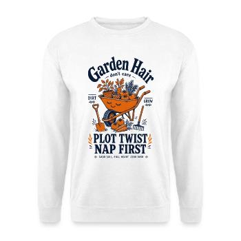 Gardening Garden Hair Don't Care Plot Twist - Unisex Pullover - Weiß - Vorne - Alina (178cm) & Michal (187cm)