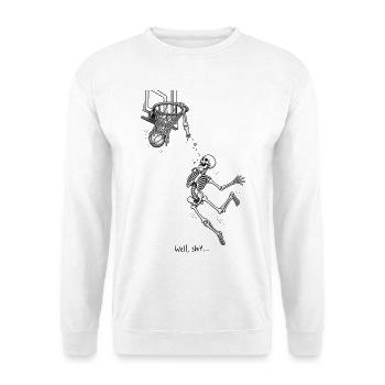 Skelett Basketball | Halloween Sport Humor - Unisex Pullover - Weiß - Vorne - Alina (178cm) & Michal (187cm)