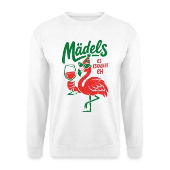 Wein Mädels Es Eskaliert Eh Weinfest - Unisex Pullover - Weiß - Vorne - Alina (178cm) & Michal (187cm)