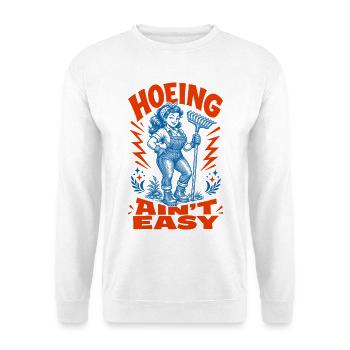 Urbanes Gärtnern Hacken ist keine einfachen organischen Pflanzen - Unisex Pullover - Weiß - Vorne - Alina (178cm) & Michal (187cm)