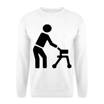 Behinderte Person hinter Rollator # - Unisex Pullover - Weiß - Vorne
