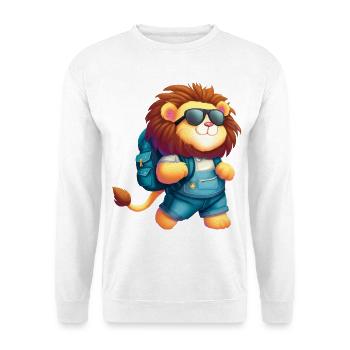 Adventurous Lion with Sunglasses - Unisex Sweatshirt - white - Front
