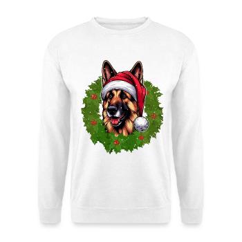 Berger allemand et chiens de chapeau de Père Noël - Sweat-shirt Unisexe - blanc - Devant