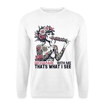 Schaschlik lecker Frau Tattoo Geschenk - Unisex Pullover - Weiß - Vorne