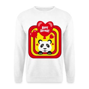Happy Birthday mit Herzen und Panda. - Unisex Pullover - Weiß - Vorne