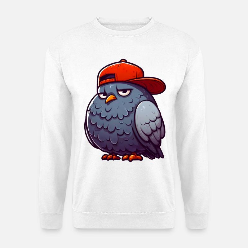 Taube Hiphop Rote Mütze - Unisex Pullover - Weiß