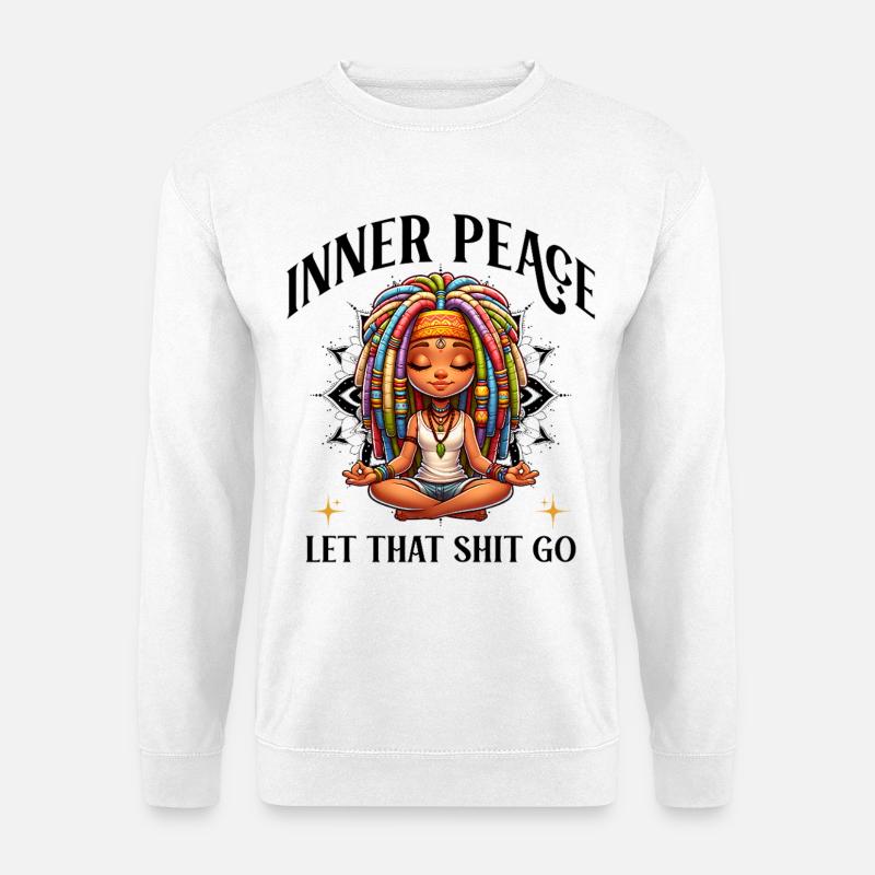Bunte Meditationsfigur Dreadlocks Yoga  - Unisex Pullover - Weiß