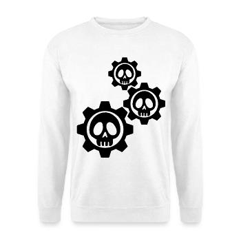 Engrenages et crânes noirs - Sweat-shirt Unisexe - blanc - Devant
