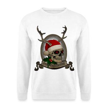 Crâne de joyeux Noël avec des bois - Sweat-shirt Unisexe - blanc - Devant