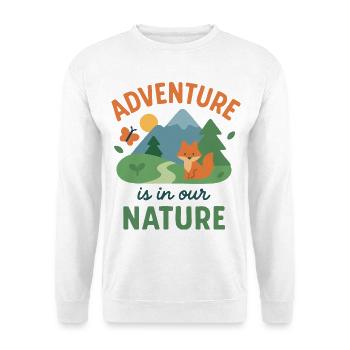 Aventure en nature avec renard et montagnes - Sweat-shirt Unisexe - blanc - Devant