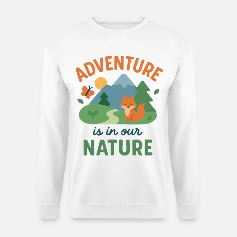 Naturerlebnis mit Fuchs und Bergen - Unisex Pullover - Weiß