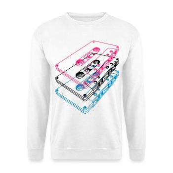 Kassetten 3D – Retro Mixtape Vintage Perspektive - Unisex Pullover - Weiß - Vorne