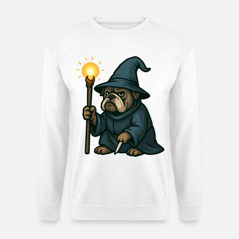 Bulldogge Zauberer Laterne - Unisex Pullover - Weiß