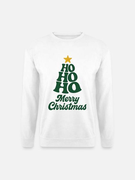 Ho Ho Ho Weihnachtsbaum Vintage - Unisex Pullover - Weiß