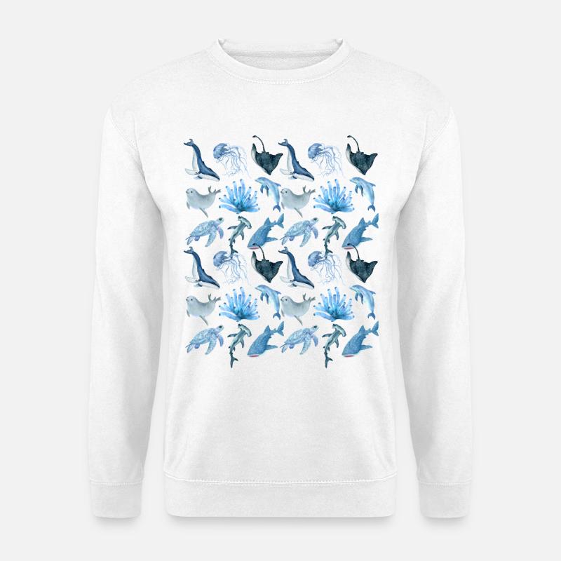Ocean animals (big) - Unisex Pullover - Weiß